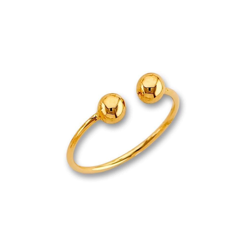 14K Solid Gold Open Cuff Ball Ring | Minimalist Stackable Jewelry